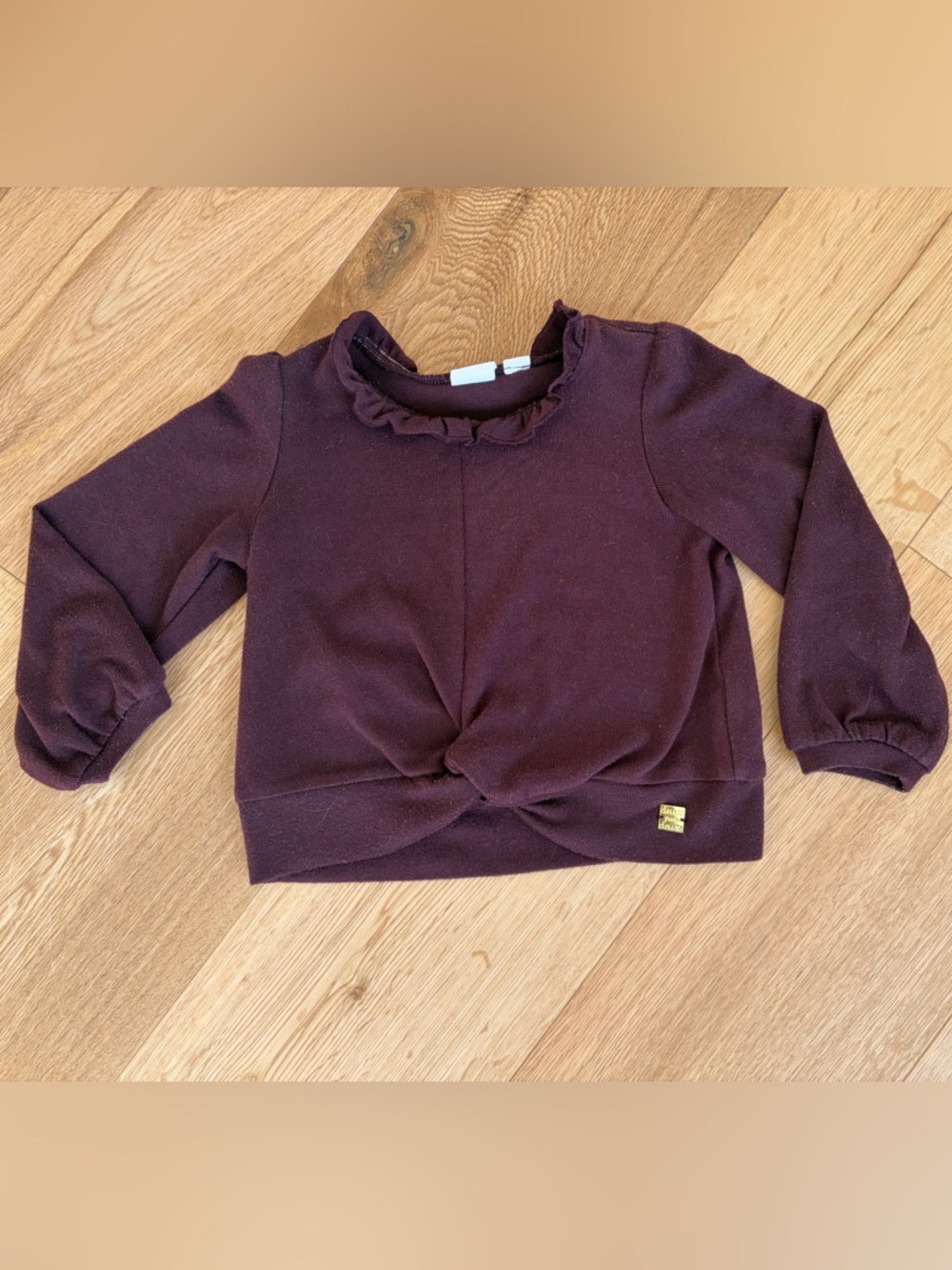 deux par deux 3T plum Knit Ruffle Top